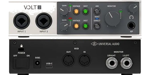 Interface De Áudio Usb Universal Audio Volt 2 2x2 Dourada Com Midi E Phantom Power Dourado